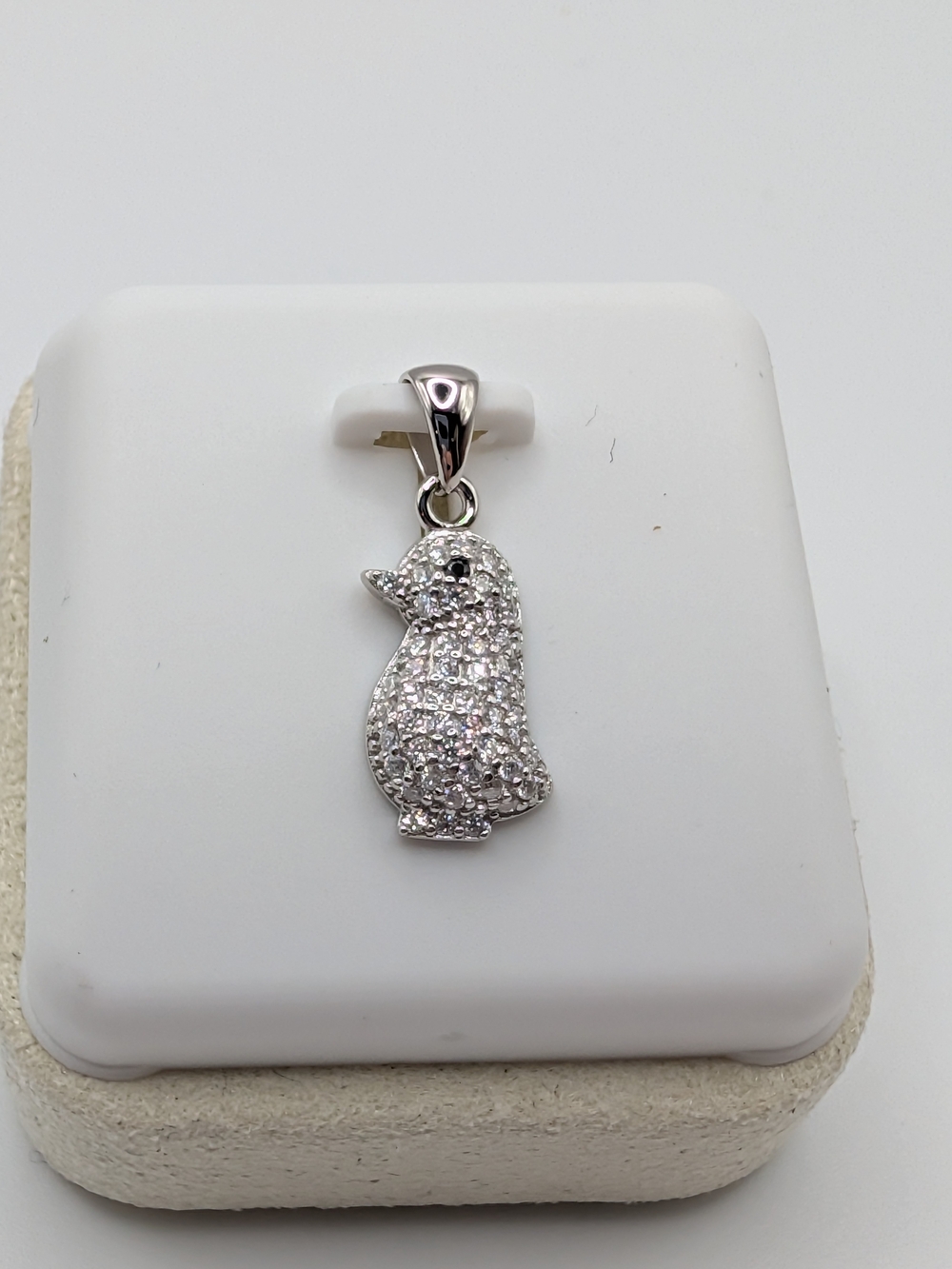 NWT 1.00 CTW Moissanite Penguin Pendant 925 Sterling Silver Charm
